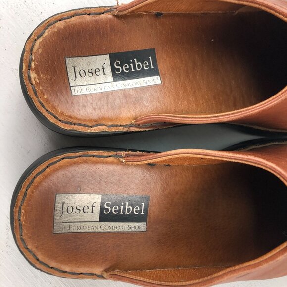 JOSEF SEIBEL Women's EU 39 (US 8-8.5) Brown Leather Slip On Mules Loafers - Picture 6 of 13